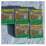 Five boxes and 9 mm Luger ammo