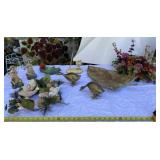 Brass geese, leaf tray and other decor