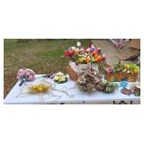 Flower arrangements and figurines