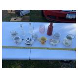 Deer antler frame, cups, vases, tea pot and glass