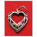 Unmarked Sterling Heart Pendant 1.91g