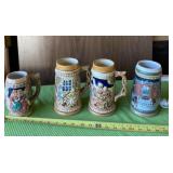 1997 Budweiser, two Japan and one unmarked steins