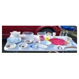 Centerpiece, relish tray, glassware