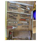 Pliers, crescent wrench, cutters, wrenches and