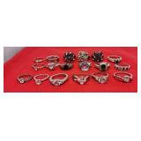 Fashion Cocktail  Silver Toned Rings Sizes  6-10