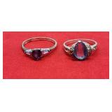 2 .925 Sterling & Gemstone Rings One Has Missing