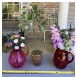 Plastic pitcherï¿½s arrangements and tree decor