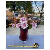 Anchor Hocking royal Ruby red vase with doll