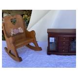 Jewelry box and small wooden rocking chair