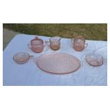 Pink depression glass Cream & Sugar