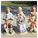 8" Three bisque Figurines