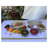 Leaf bowls, trays and fruit decor
