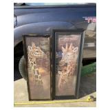 Two giraffe framed pictures