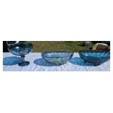 Three pieces of Carnival Glass