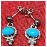 Sterling Martine & Turquoise Earrings 3.g