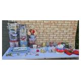 Christmas decor, tins,candles, cookie jar and