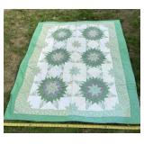 46 x 55 handmade green quilt with some stains
