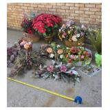Artificial flowers,baskets, frog planter and more