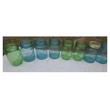 Half pint fruit jars.