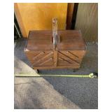 Wood fold out table with some wear marks on