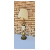 vintage Stiffel brass and milk glass table lamp.