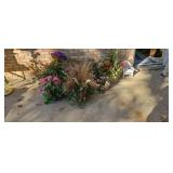 Artificial flowers, baskets ,small Wicker chair