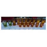 Indiana glass tumblers Amber and green