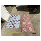 31 x 65 burgundy pocket quilt with small tear and