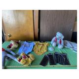New necklaces, teddy bears, sock monkey, purse
