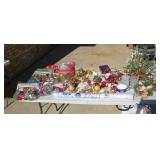 Christmas decor including ornaments, bags ,bows,