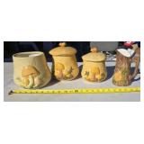 Mushroom canisters missing lid and pitcher