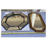 One new mirror and one brown wood mirror