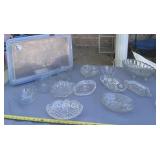 Candy dishes, fruit bowl and vintage pressed