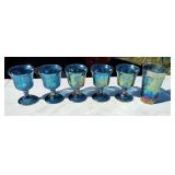 Indiana carnival glass goblets and one tumbler