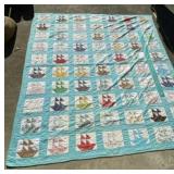 72.5 x 81 blue and white quilt
