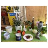 Vase, tea pot, candle, and decor