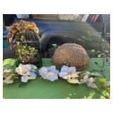 Artificial flower decor and iron bird cage