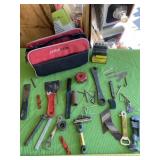 Tool bag, power nut driver set, scrapers and