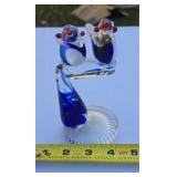 Blue & White Solid Glass Love Birds On Tree
