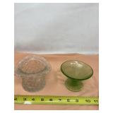 Uranium desert cup and Fenton clear glass trinket