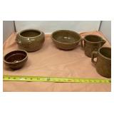 ISA Pottery bowls and pitchers with small brown
