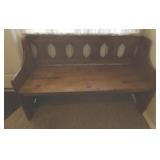 Wood bench measures 49 inches wide x 14 inches