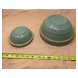 Vintage green ceramic mixing bowls.
