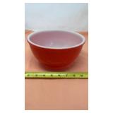 8 inch across red vintage mixing bowl