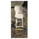 Vintage steel industrial bar stool in a cream or