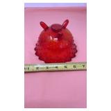 Amberina Glass Hobnail 3-Leg Three-Toe Rose Bowl