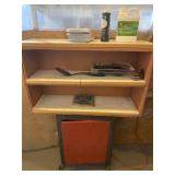 Wood cabinet, steel cabinet on wheels, yard