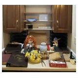 All contents on shelves including desk