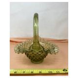 Fenton Colonial Green Hobnail Glass Basket.