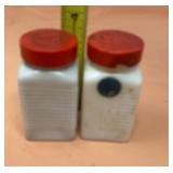 Art milk, glass salt, and pepper shakers chip on